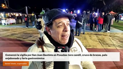 Comenzó la vigilia por San Juan Bautista en Posadas: toro candil, cruce de brazas, palo enjabonado y feria gastronómica