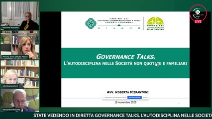 GOVERNANCE TALKS. L'AUTODISCIPLINA NELLE SOCIETÀ NON QUOTATE E FAMILIARI