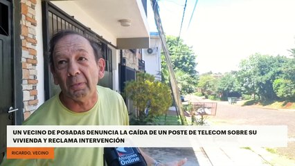 Un vecino de Posadas denuncia la caída de un poste de Telecom sobre su vivienda y reclama intervención
