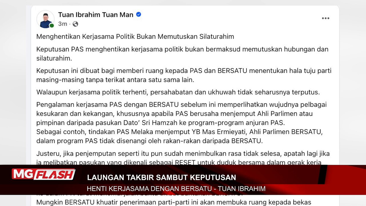 (LIVE) Takbir Sambut Keputusan Henti Hubungan Pas, Bersatu * Rohingya Paling Ramai Ditahan Ops PeWA