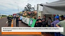Productores yerbateros ralizan un tractorazo contra las políticas de Milei ante su llegada a Puerto Iguazú