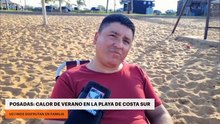 Posadas: calor de verano en la playa de Costa sur. Vecinos disfrutan en familia