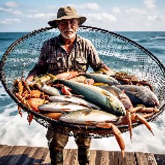 Roman Catching Sea Food