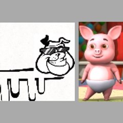 Baby puppy and baby piggy