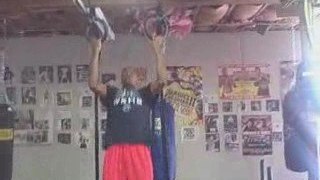 Bodyweight Ring Chin Up Exercise.