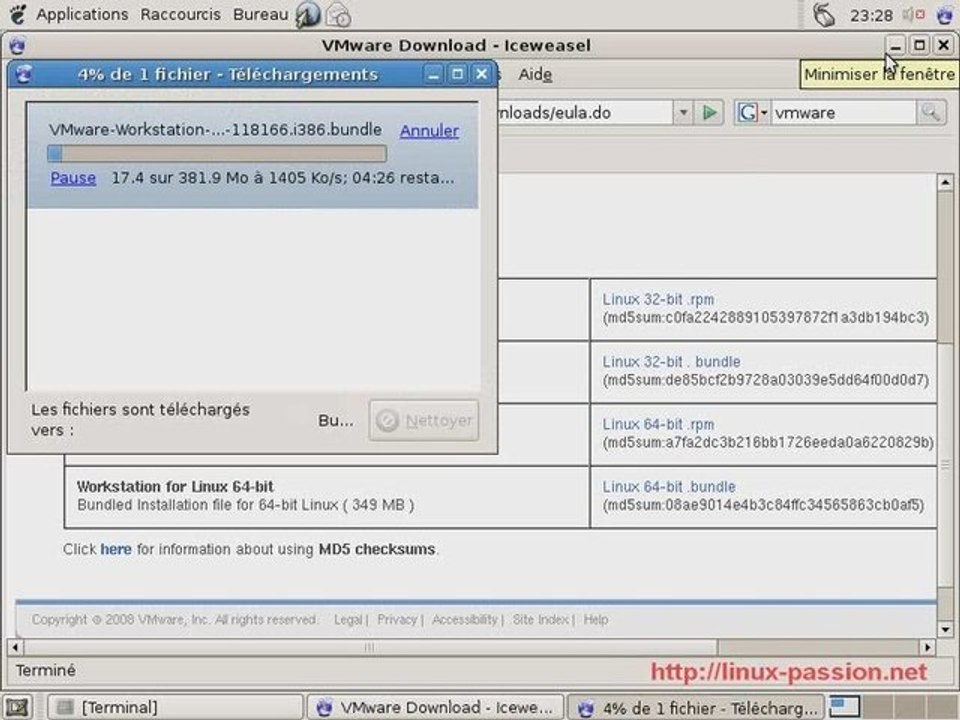 Installation de vmware workstation sous debian etch.