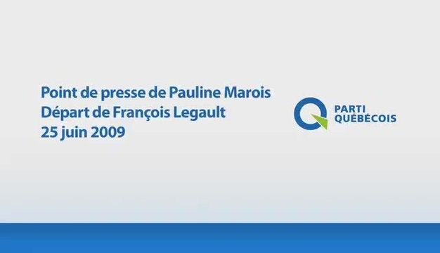 Pauline Marois réagit au départ de François Legault