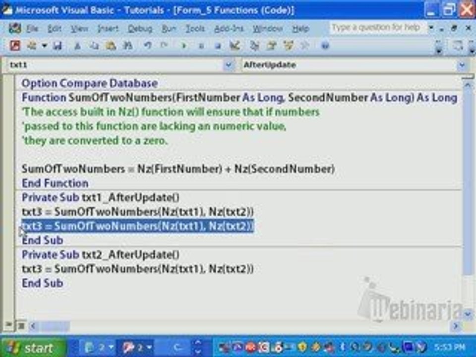 How to write Microsoft Access Programming Functions