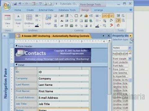 Microsoft Access 2007 Field Anchors Auto-resize Form Fields