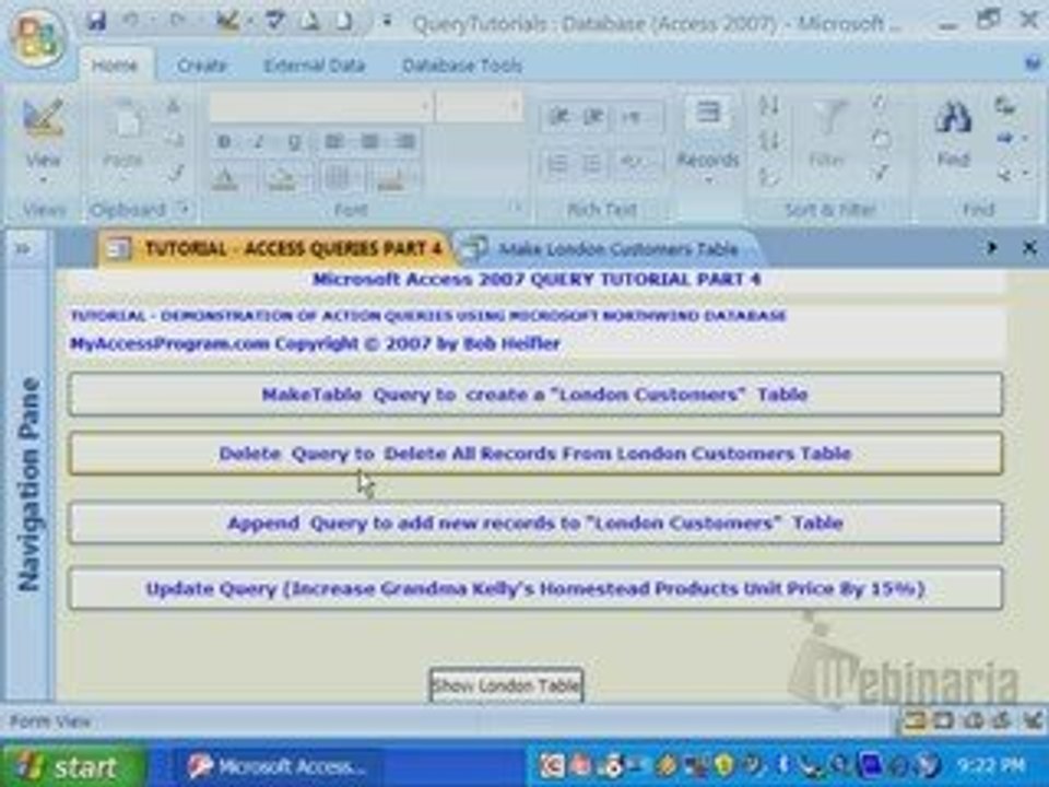 Access Queries To Make Tables, Update Append Delete Records