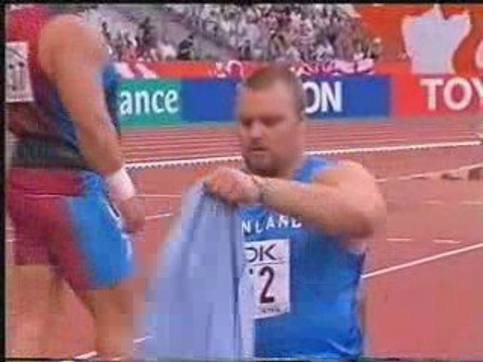 Athlé finale lancer poids mondiaux 2003 Paris partie 3
