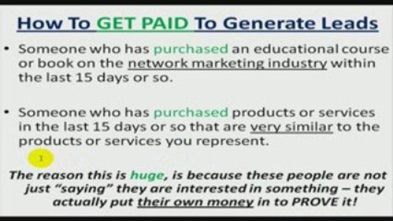 Get PAID 2 Generate Leads in Network Marketing - ...