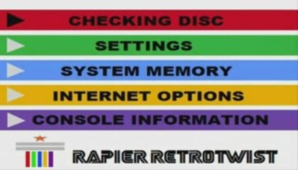 Rapier Retrotwist games console startup with system menu