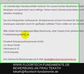 Energiespar/Bodenplatte/Fundament/Vertreter in Sachsen