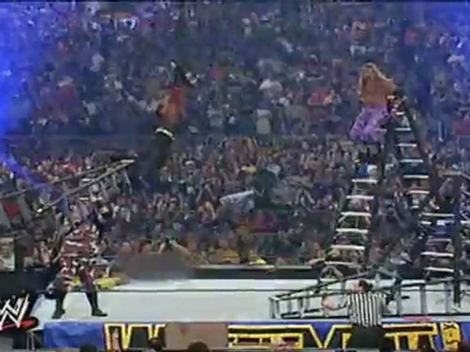 Edge Spears Jeff Hardy Off Ladder At Wresltemania 17