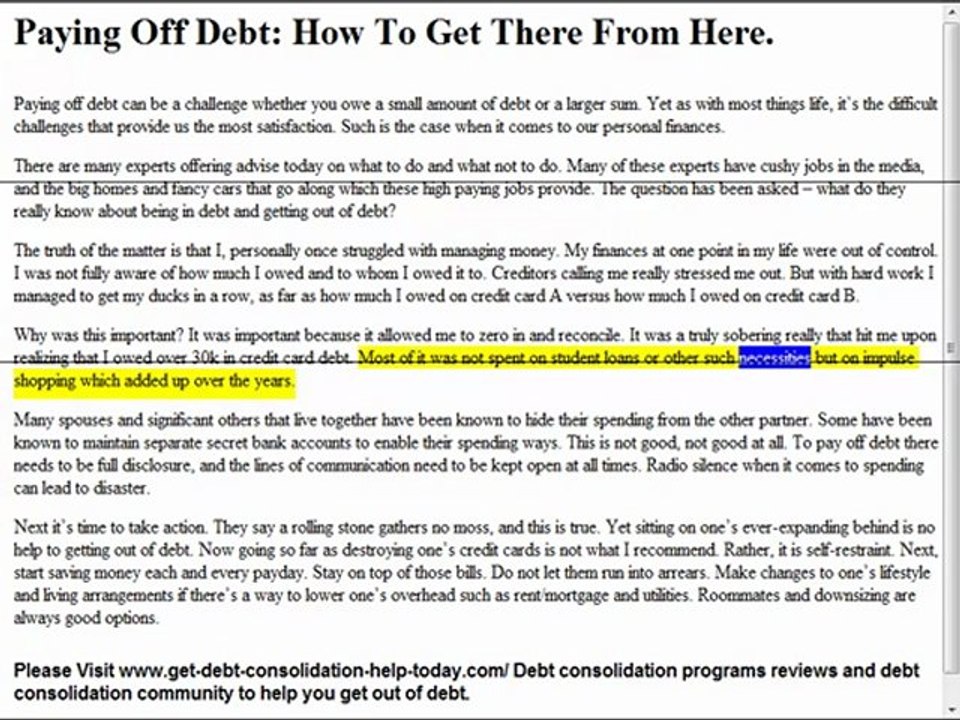 Paying Off Debt: How To Get There From Here