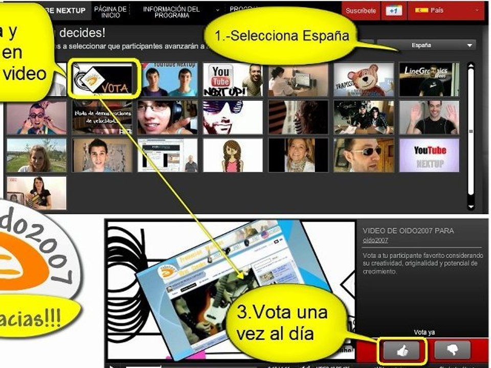 GRACIAS POR VOTAR el Proyecto "Conciertos en Directo" de OIDO2007 en NEXTUP