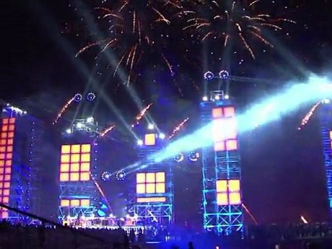 Lasers and techno beats hail Monaco's royal wedding