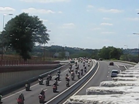 Manifestation des motards sur la rocade du Mans