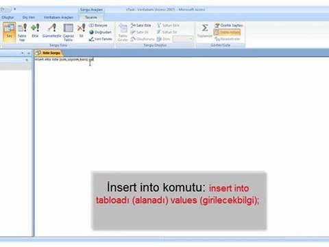 [TT-Egitim] MS Access İnsert Sorgusu Oluşturma