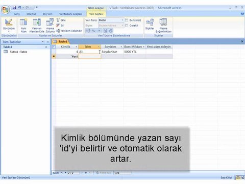 [TT-Egitim] MS Access Tablo oluşturma