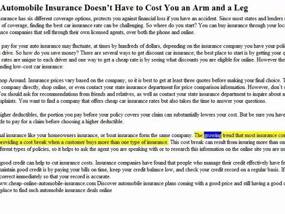 Getting Automobile Insurance Doesn’t Have to Cost You ...