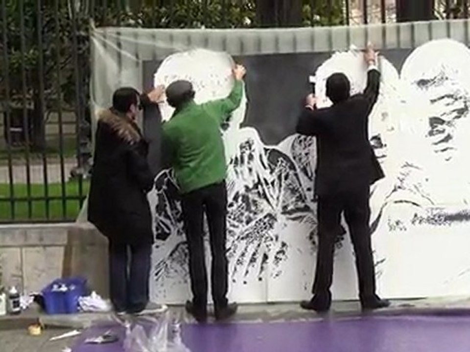 Jef Aérosol en performance - Artcurial mars 2011-