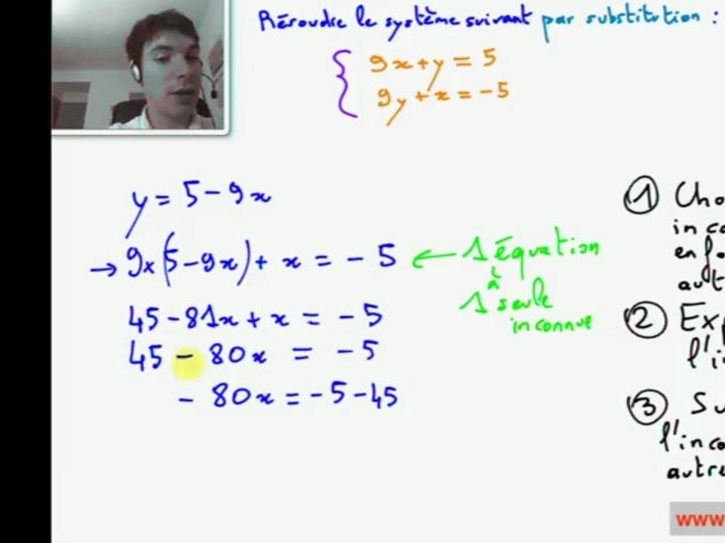 2nde Système d'équations à deux inconnues, substitution - Vidéo Dailymotion