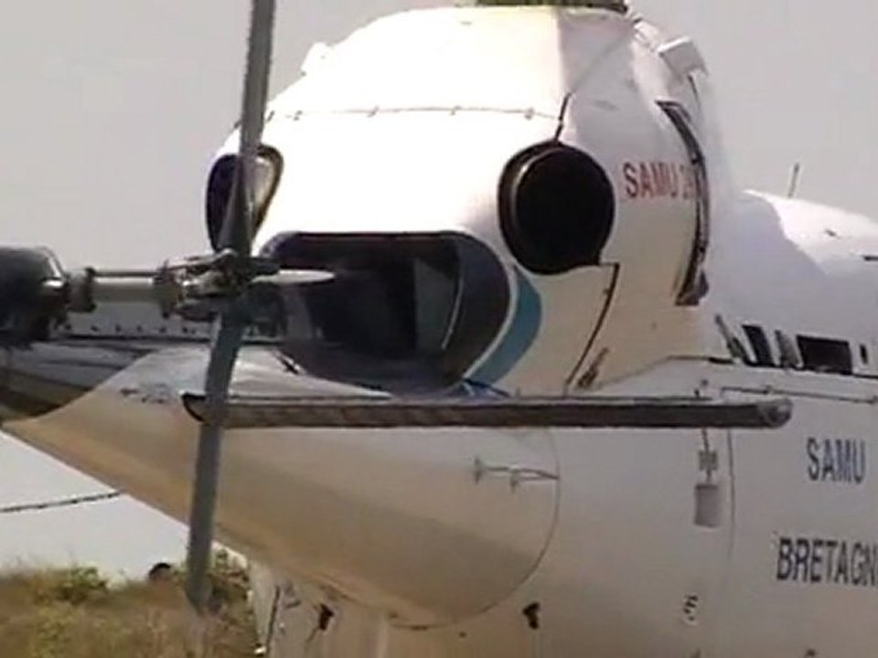 hélicoptère samu decollage-plage-kerlouan.