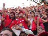 President Chavez speaks to supporters in Caracas