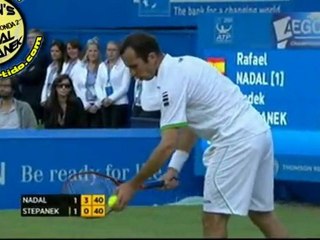 Nadal ejecutando puntos espectaculares en un mismo juego vs Stepanek R3 QUEENS 2011