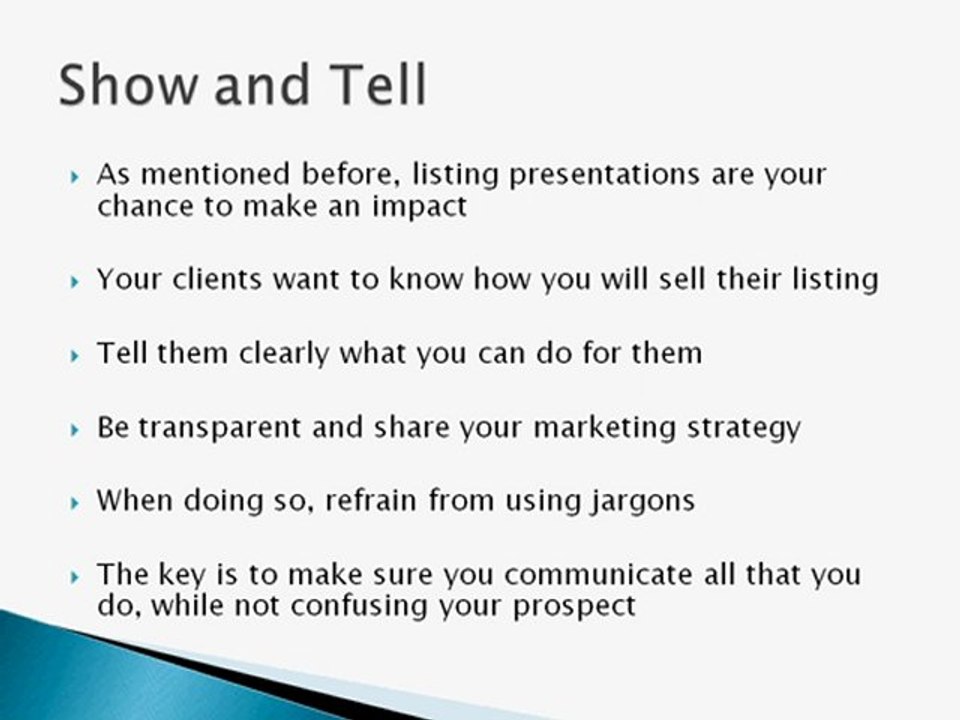 Listing presentation – an important marketing tool