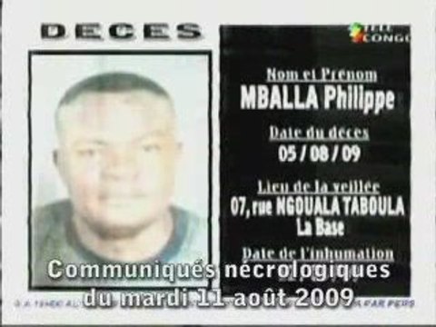 Communiqués nécrologiques du 11-08-09