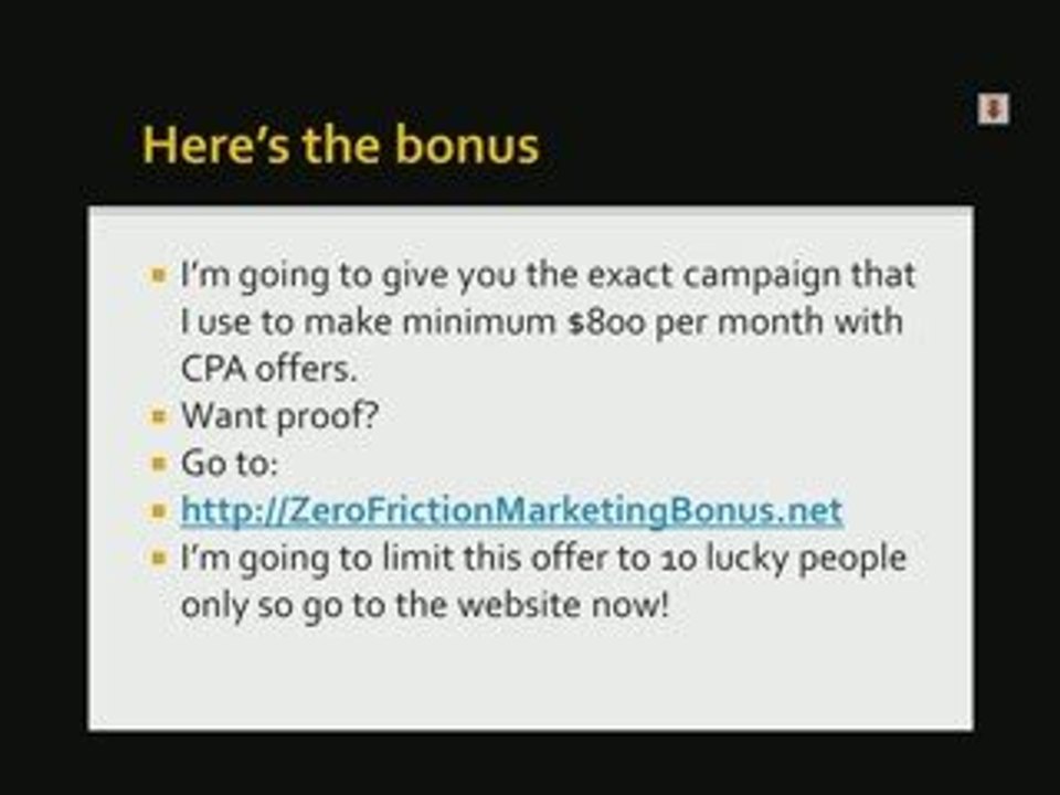 ZERO FRICTION MARKETING BONUS | ZERO FRICTION MARKETING