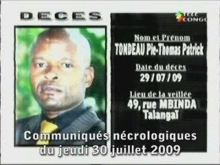 Communiqués nécrologiques du 30-07-09