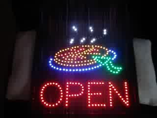 Enseigne ou tableau lumineux "Open pizza"