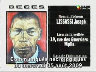 Communiqués nécrologiques du 05-08-09