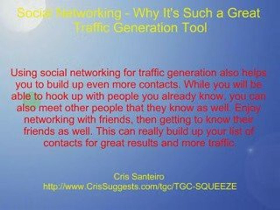 Social Networking - A Great Traffic Generation Tool