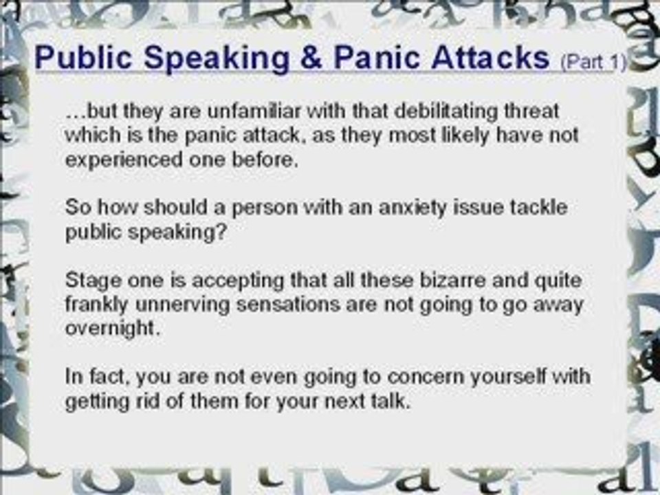Eliminate Panic Attacks From Public Speaking- Part 1