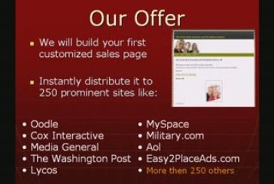 Free Webpages promoted to 250 sites and Google