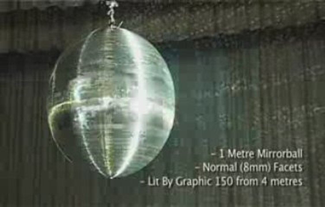 1 Metre Mirror Ball lit by Graphic 150 from 4 Metres