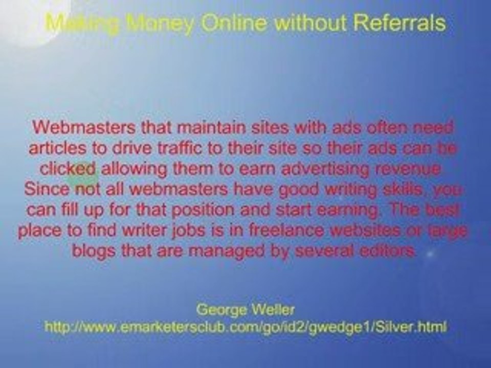 Making Money Online Without Referrals