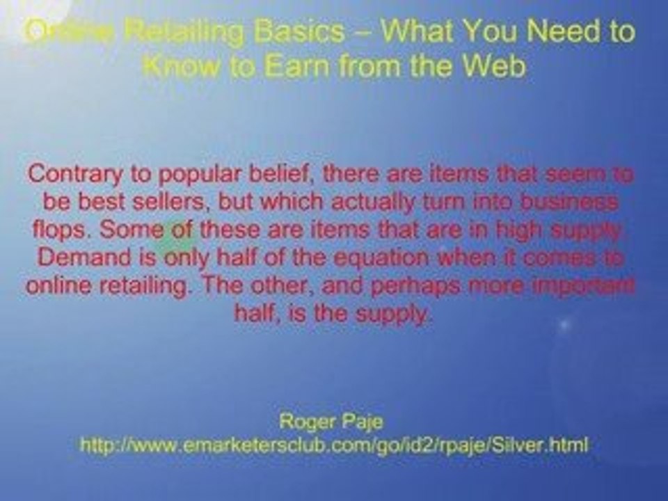 Online Retailing Basics