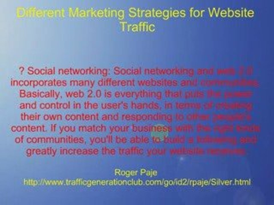 Different Marketing Strategies For Website Traffic
