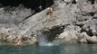 Saut perilleux arrière au couloir Samson Verdon