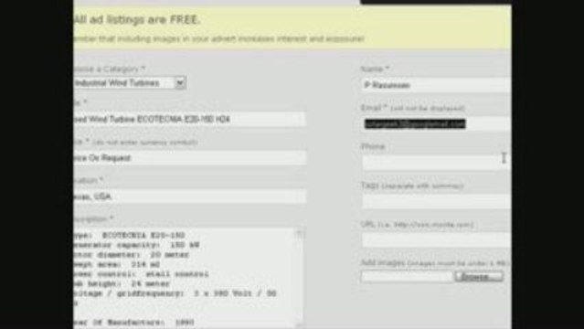 Used Wind Turbines Free Ads - Renewable Energy Marketplace