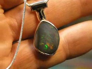 handmade Grey vein opal necklace