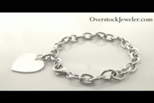 Tiffany Inspired Sterling Silver Heart Tag Charm Bracelet