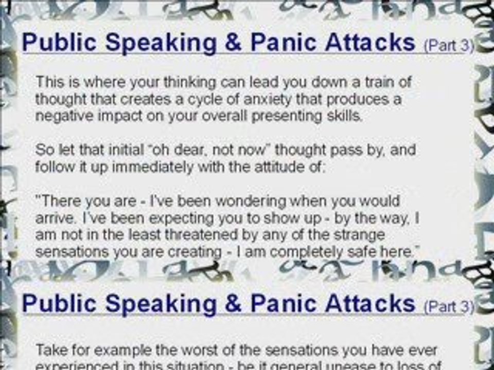 Eliminate Public Speaking Panic Attacks-No medication-Part 3