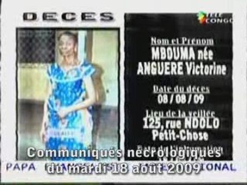 Communiqués nécrologiques du 18-08-09